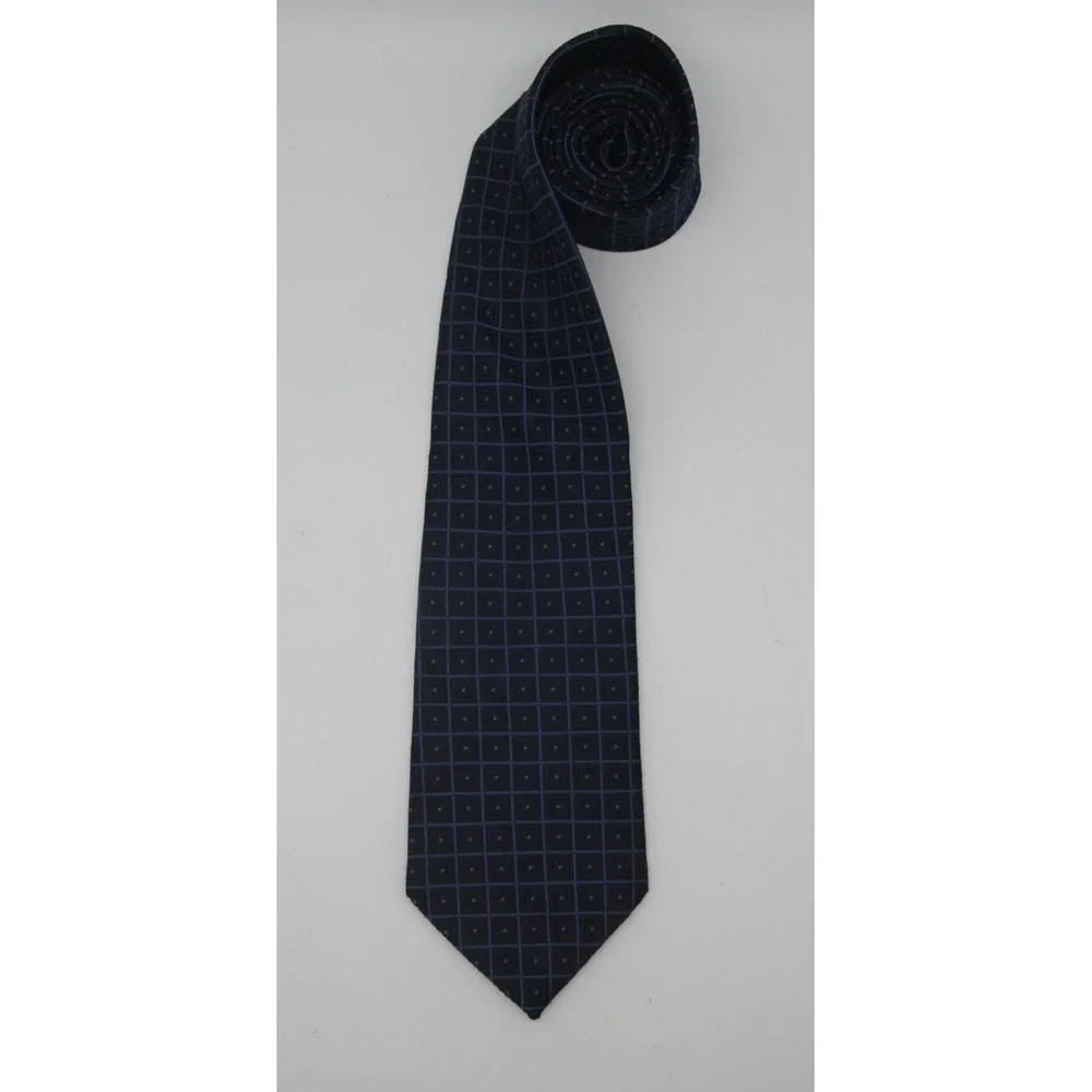 Brooks Brothers Makers Silk Tie Mens Blue Geometric Square USA Old Money Classic